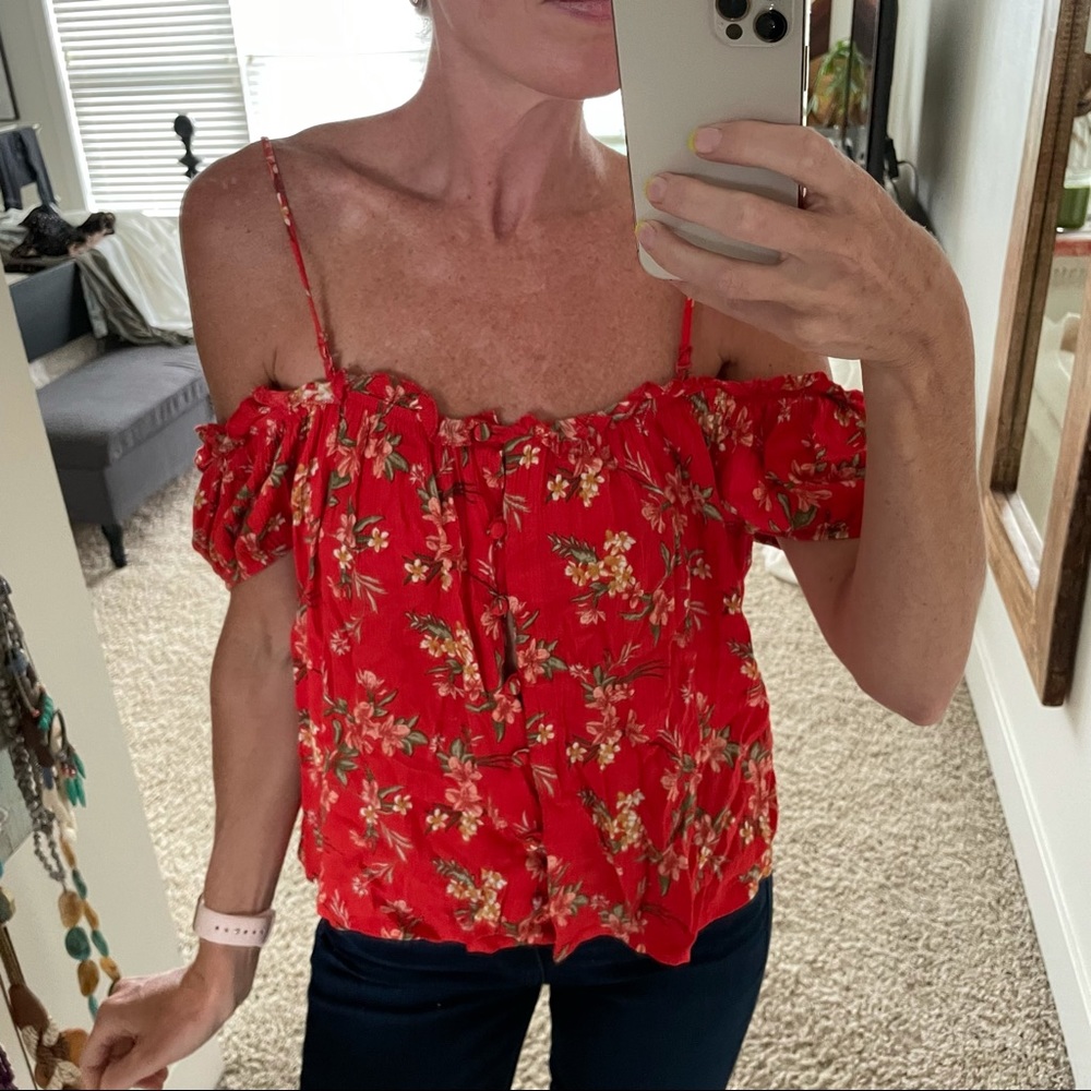 Mini floral off shoulder top